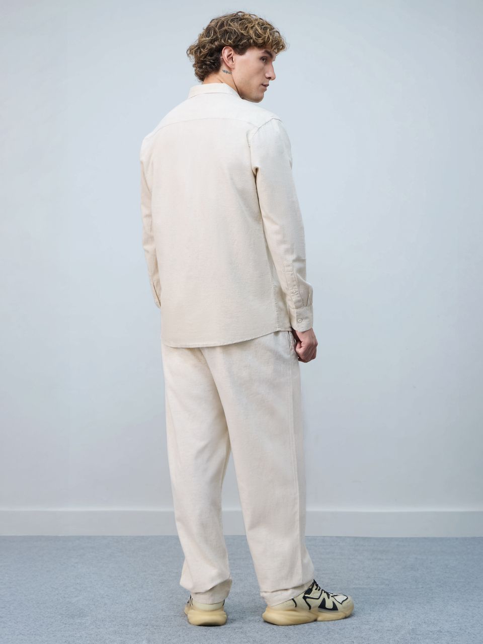 Cotton Linen Pants: Ecru Cotton Linen Pants