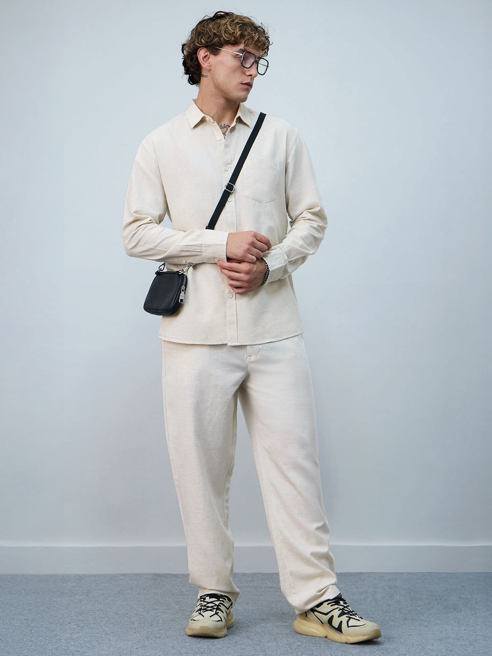 Cotton Linen Pants: Ecru Cotton Linen Pants