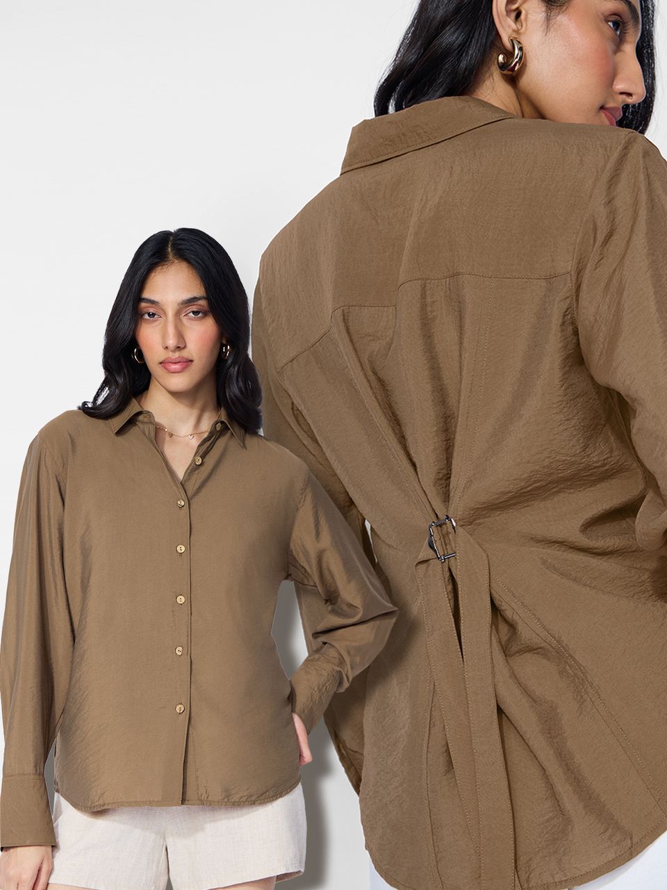 Back Tie Up Shirt: Ermine Women Shirts