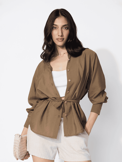 Back Tie Up Shirt: Ermine Women Shirts