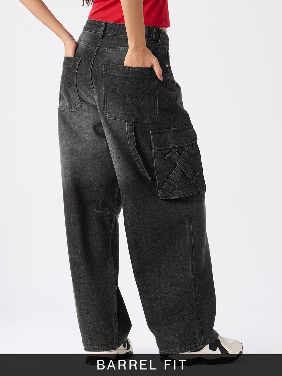 Barrel-Fit: Carbon Utility Women Cargo Jeans
