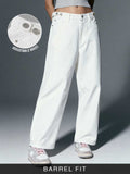Barrel-Fit Denim: Ivory Women Jeans