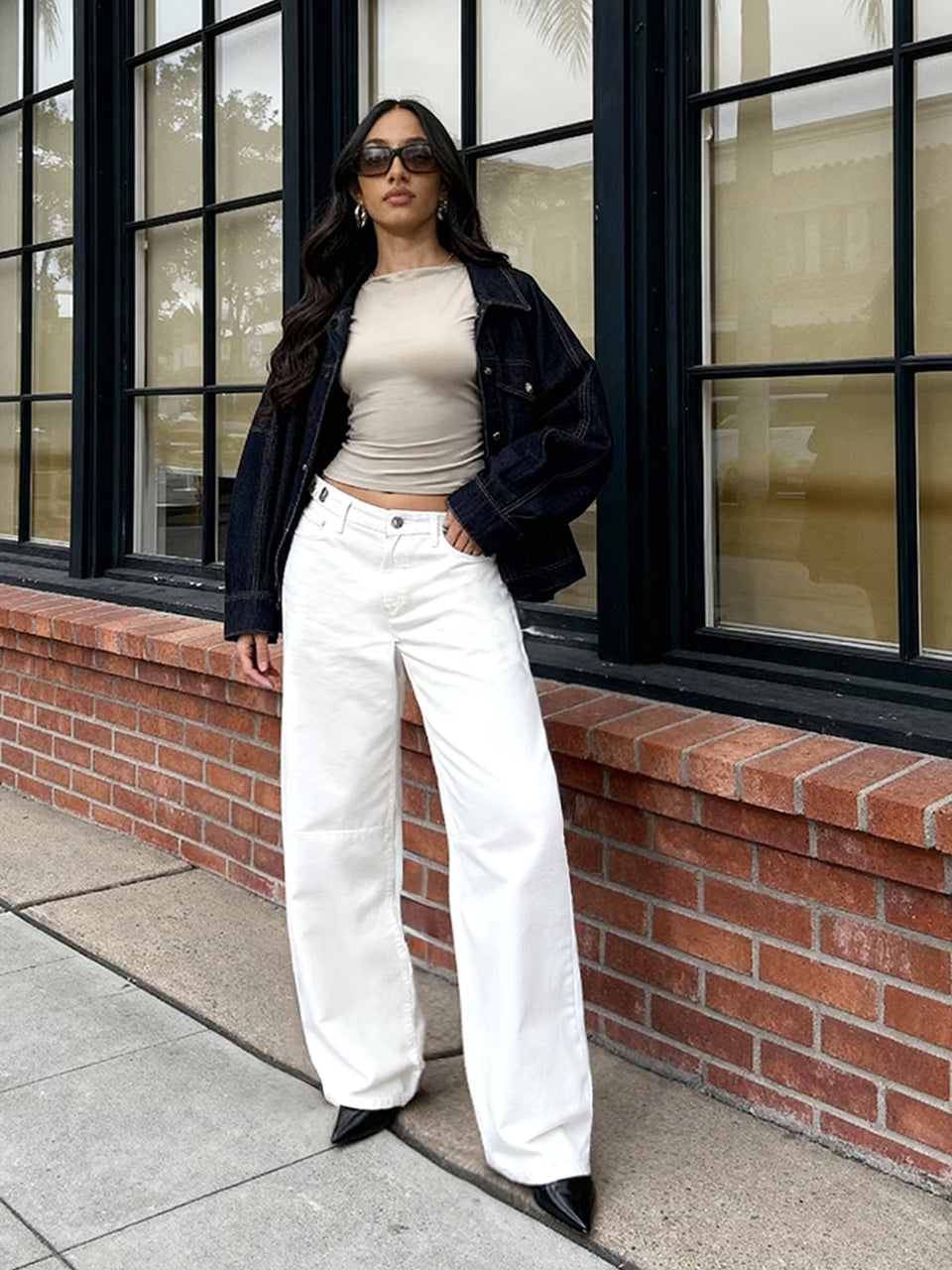 Barrel-Fit Denim: Ivory Women Jeans