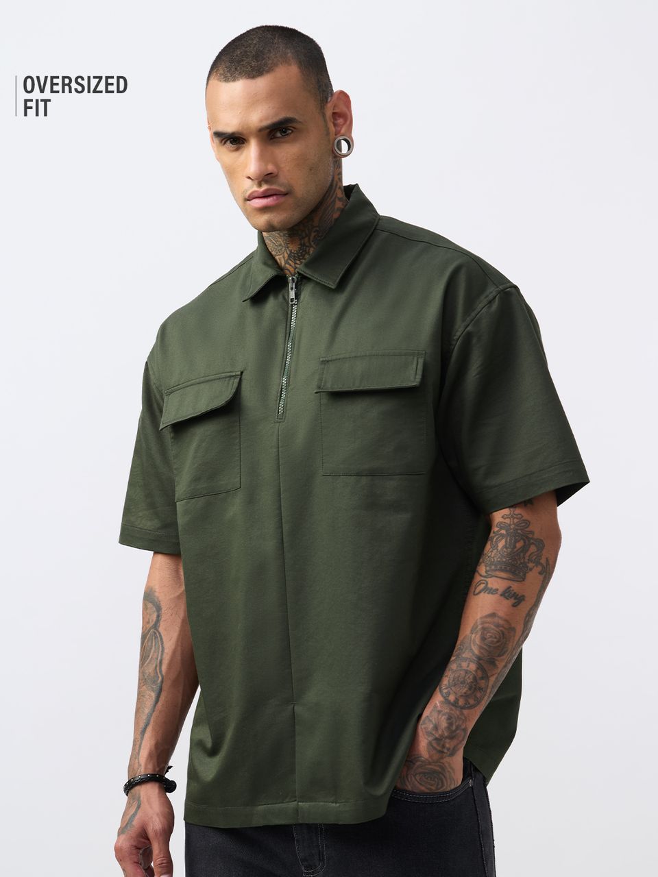 Zipper Shirt: Muted Olive