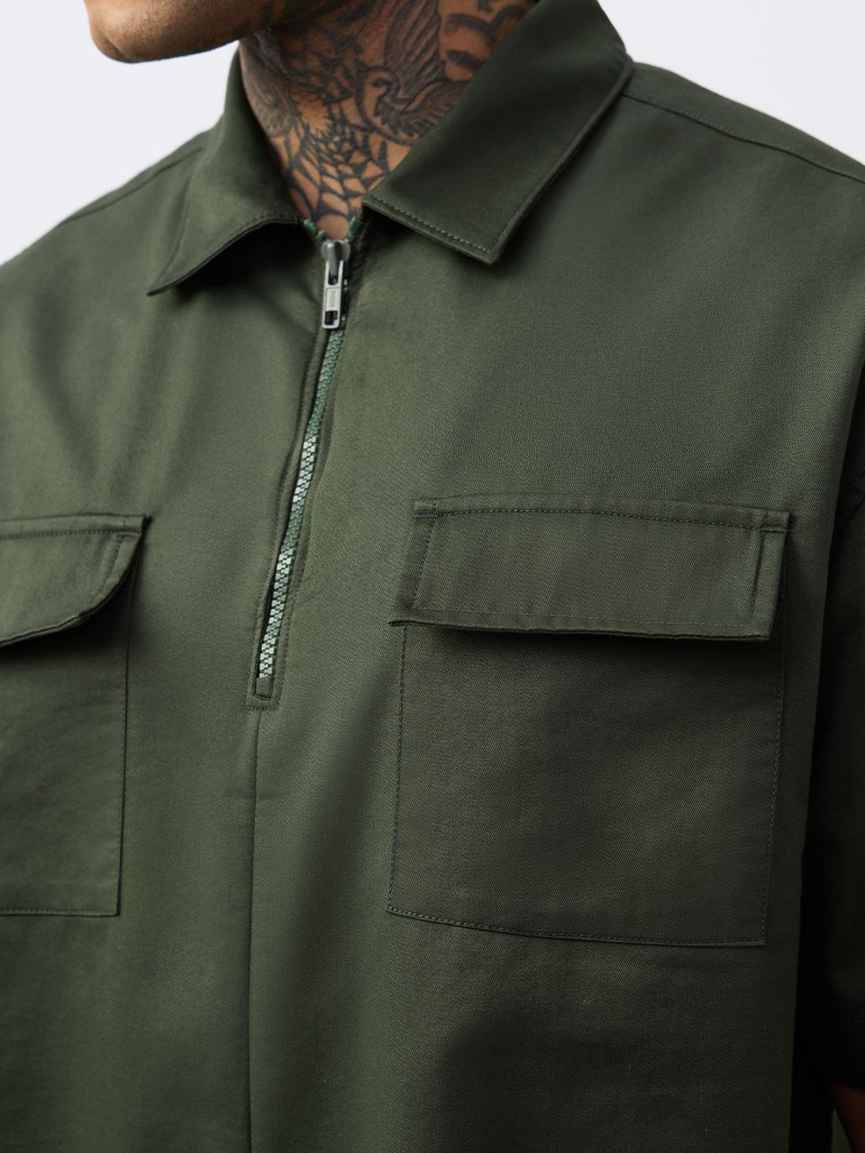 Zipper Shirt: Muted Olive