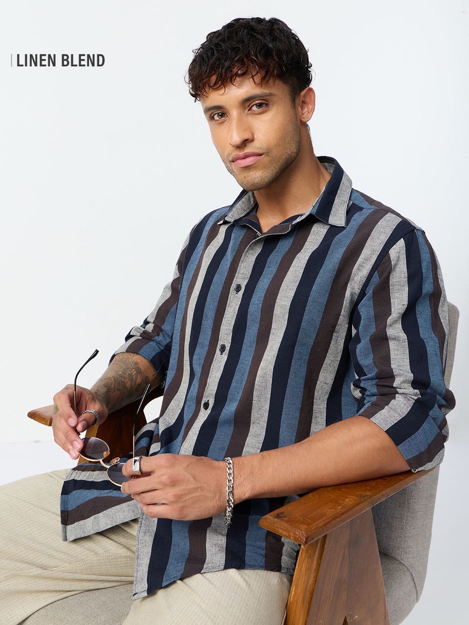 Cotton Linen Stripes: Pluto